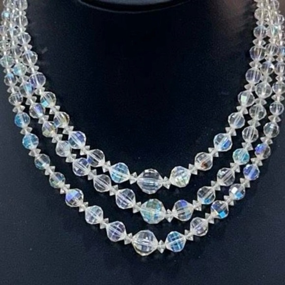 Vintage Laguna Layered Necklace 14"-16” 3” ext. AB
Aurora Borealis Triple Strand - Picture 3 of 9